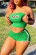 Green Fashion Sexy Letter Print Backless Strapless Sleeveless Two Pieces