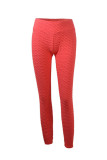 Yellow Polyester Elastic Fly High Solid pencil Pants Bottoms