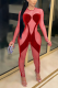 Wine Red Sexy Patchwork Mesh O Neck Skinny Jumpsuits