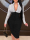 Silver Sexy Solid Patchwork V Neck Wrapped Skirt Dresses