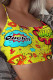 Yellow Slip Sleeveless Print Character Tops