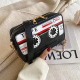 White Fashion Casual Letter Print Messenger Bag