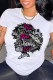 White Fashion Casual Print Basic O Neck T-Shirts