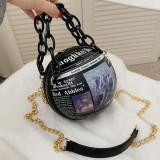 White Fashion Casual Patchwork Basketball Crossbody Bag