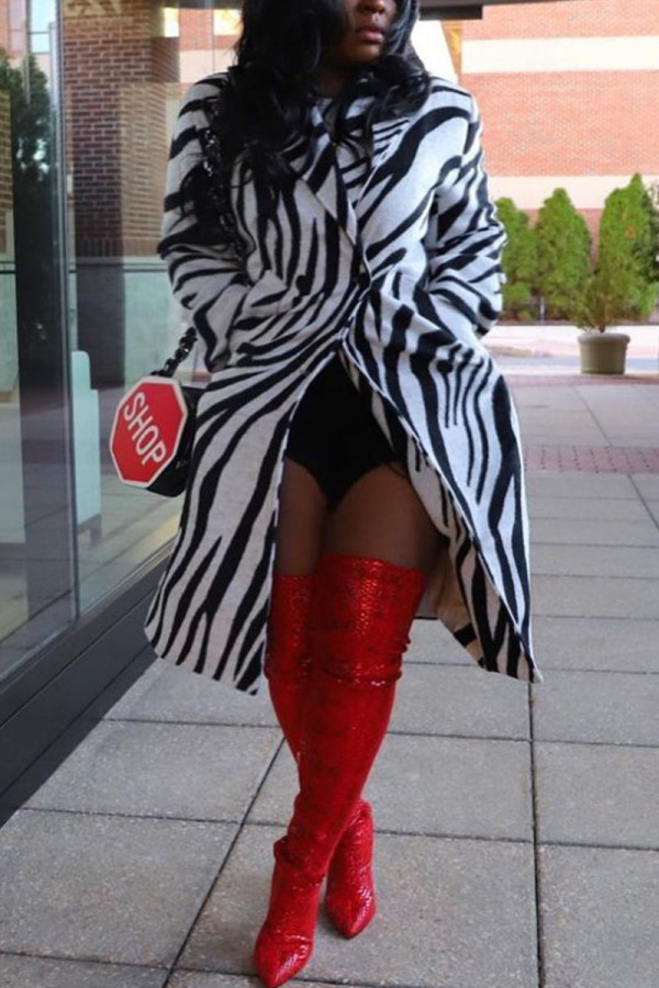 Leopard Print Sexy Leopard Turndown Collar Outerwear