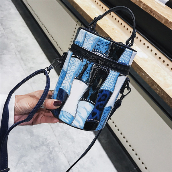 Blue Fashion Casual Print Patchwork Bags
