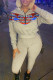 Grey Fashion Casual Print Split Joint Hooded Collar Long Sleeve Two Pieces