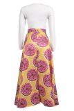 Multi-color Polyester Elastic Fly Sleeveless High Print Geometric Floral A-line skirt Pants