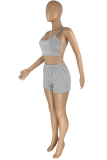 Pink Sportswear Solid Patchwork U Neck Sleeveless Two Pieces