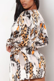 Leopard Print Work Daily Print V Neck Pencil Skirt Dresses