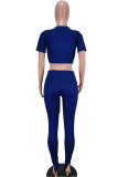 Red Sexy Fashion adult Solid Two Piece Suits Patchwork Split pencil Short Sleeve
