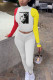 Black And White Street Print Patchwork O Neck Long Sleeve Two Pieces