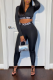 Black Casual Print Letter Zipper Collar Long Sleeve Two Pieces