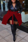 Red Fashion Casual Patchwork Patchwork Turndown Collar Outerwear