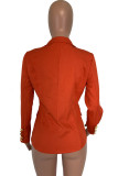Red Notched Solid Patchwork Pure Long Sleeve Suit jacket