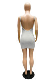 Yellow Fashion Sexy Solid Basic O Neck Vest Dress