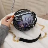White Fashion Casual Patchwork Basketball Crossbody Bag