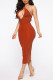 Purplish Red Fashion Sexy Solid Hollowed Out Backless Sleeveless Dress