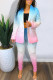 Blue Street Gradual Change Print Turn-back Collar Long Sleeve Two Pieces