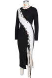 Red Sexy Solid Hollowed Out Split Joint Frenulum O Neck A Line Dresses