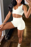 Rose Red Sexy Solid Patchwork V Neck Sleeveless Two Pieces