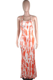Orange Milk. Fashion Ma'am adult Sexy Off The Shoulder Sleeveless Halter Neck Swagger Floor-Length Tie and