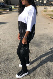 Black Fashion Casual Patchwork Patchwork O Neck Long Sleeve Two Pieces