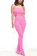 Pink Polyester Fashion adult Ma'am Lightly cooked Solid Two Piece Suits pencil Sleeveless Two Pieces
