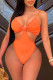 Orange Fashion Sexy Solid Hollowed Out Backless Swimwears