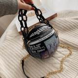White Fashion Casual Patchwork Basketball Crossbody Bag