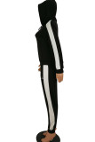 Black Polyester Celebrities Embroidery Patchwork Two Piece Suits Letter pencil Long Sleeve Two-piece Pant