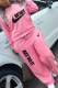 Pink Casual Print Letter O Neck Long Sleeve Two Pieces