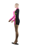 Pink Sexy Solid Patchwork V Neck Skinny Rompers