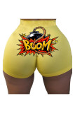 Red Polyester Elastic Fly High Print Straight shorts Bottoms
