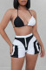 White Fashion Sexy Patchwork Backless Halter Sleeveless Two Pieces