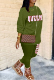 Blue Casual Print O Neck Long Sleeve Two Pieces