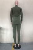 Wine Red Casual Solid Slit Turtleneck Long Sleeve Two Pieces