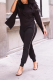 Black Casual Solid Patchwork O Neck Long Sleeve Two Pieces