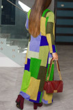Multi-color Casual Elegant Polyester Twilled Satin Plaid Print Cardigan Bateau Neck Outerwear