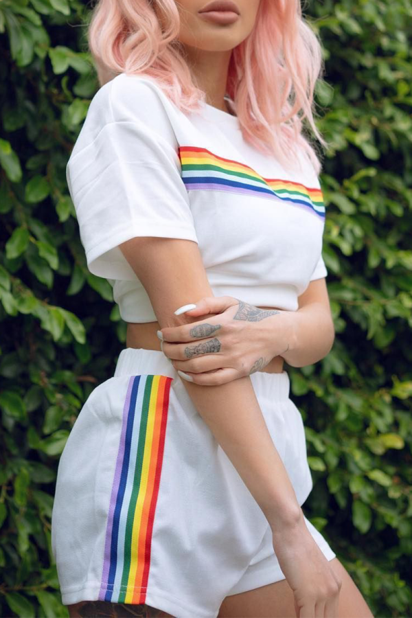 White Casual Solid Patchwork O Neck Short Sleeve Two Pieces
