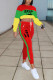 Red Fashion Casual Print Patchwork O Neck Long Sleeve Two Pieces