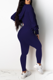 Rose Red Casual Solid Patchwork Hooded Collar Long Sleeve Two Pieces