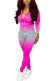 Black Fashion Casual adult Ma'am Gradient Two Piece Suits pencil Long Sleeve Two Pieces
