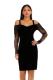 Black Polyester Fashion adult Sexy Spaghetti Strap Long Sleeves V Neck Step Skirt Knee-Length Patchwork So