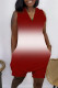 Red Fashion Casual Gradual Change Print Basic V Neck Regular Romper