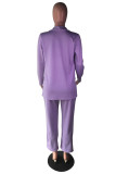 Light Purple Polyester Fashion Celebrities adult Two Piece Suits Solid Straight Long Sleeve