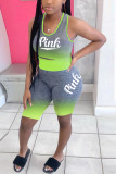 Blue Fashion Casual Letter Printed Sports Set