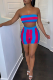White Sexy Striped Split Joint Off the Shoulder Sleeveless Two Pieces