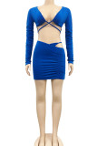 Black Sexy Solid Patchwork V Neck Short Two Pieces