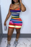 Red Fashion Sexy Print Backless Spaghetti Strap Skinny Romper